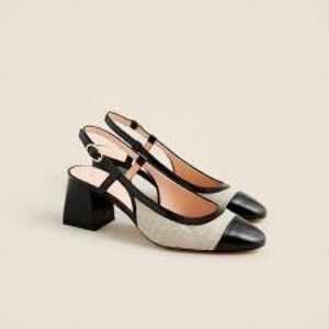 J. Crew Black and Cream Slingback Heels